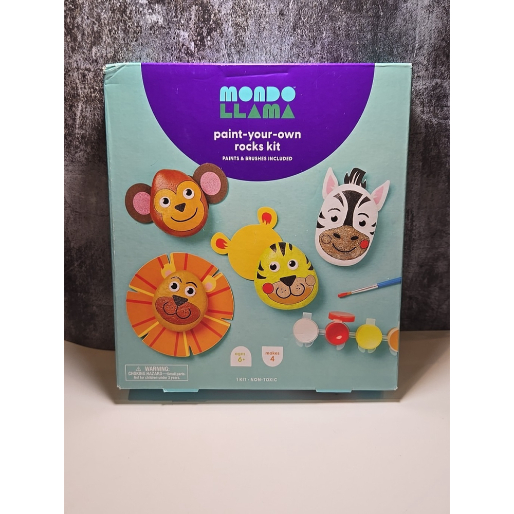 Mondo Llama Paint Your Own Rocks Kit Ages 6+ Paint & Brushes Included New (168)